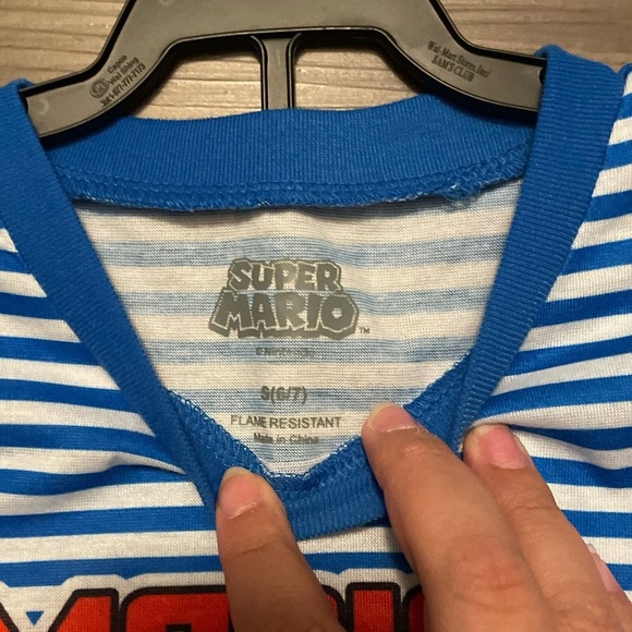 Nintendo Super Mario Striped Kids Pajama Set - Blue and White size S 6/7-NWT - Picture 3 of 4